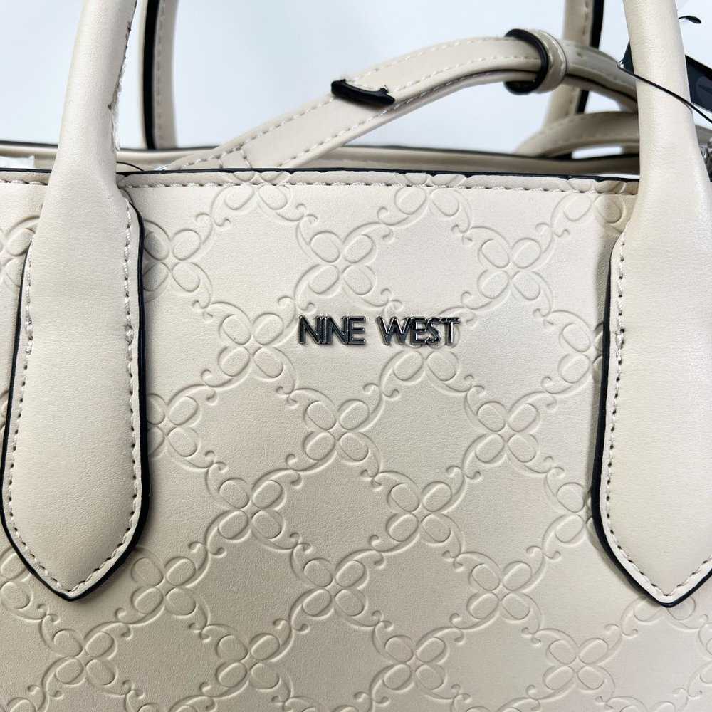 New Nine West Women's Allyce Signature Shoulder Bag, Handbag, Purse Jet Beige - Picture 5 of 10
